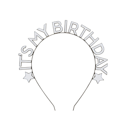 Monochrome 'It's My Birthday' Metal Headband