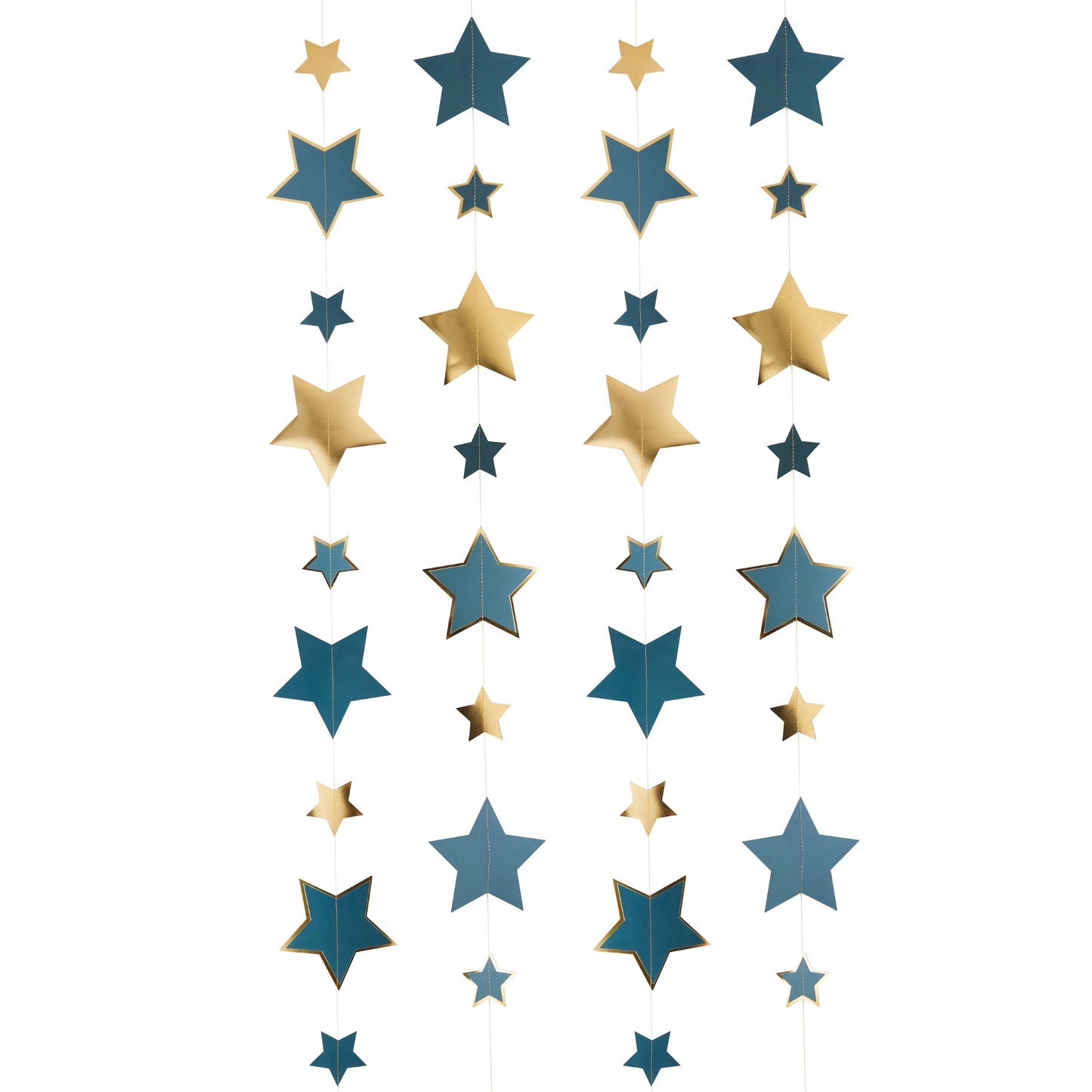 Gold & Teal Trailing Star Hanging Decorations 5m