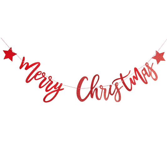 Red Glitter 'Merry Christmas' Banner 2m