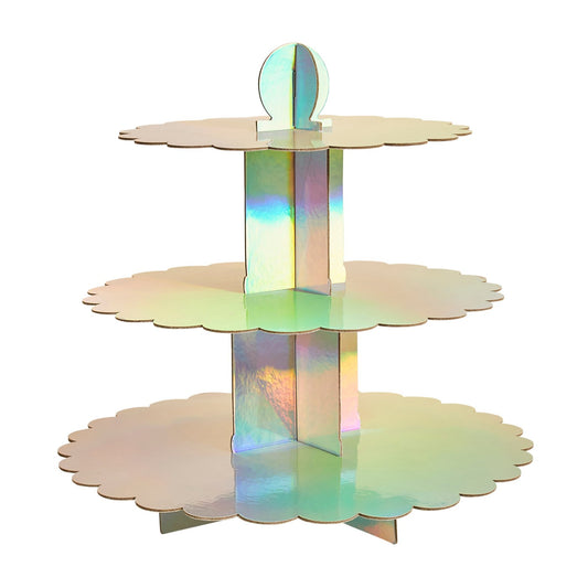 Iridescent 3 Tier Scallop Cake Stand