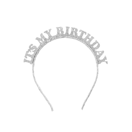 Silver 'It's My Birthday' Glitter Headband
