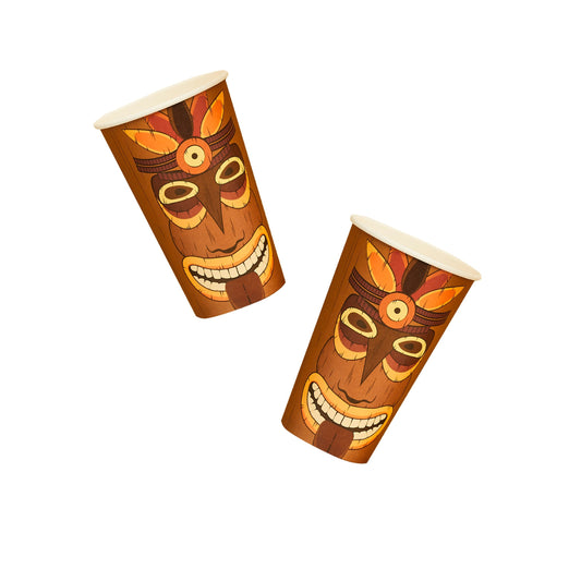 Tropical Tiki Paper Cups 16oz - Pack of 8