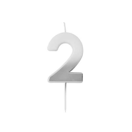 Silver Ombre Number '2' Candle