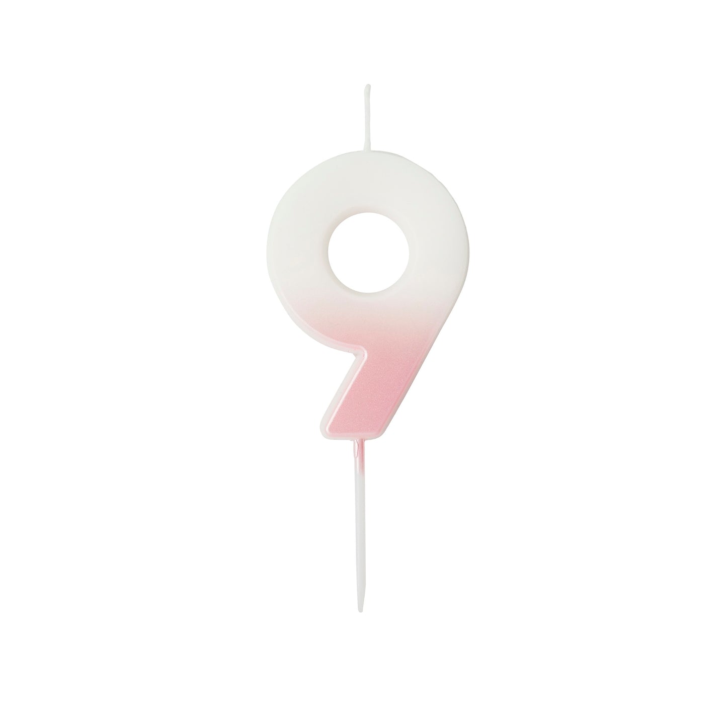 Pink Ombre Number '9' Candle