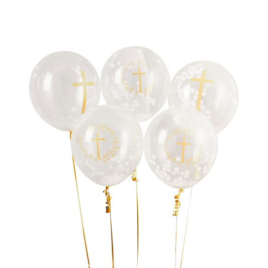 Cross Confetti 12" Latex Balloon - Pack of 5