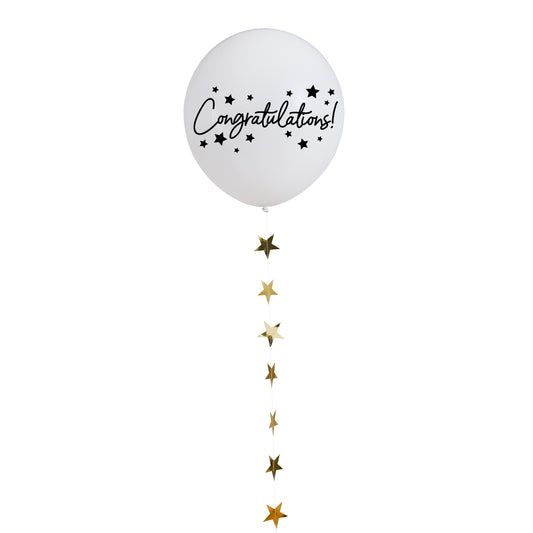 Congratulations 18" Latex Balloon & Trailing Star Tail