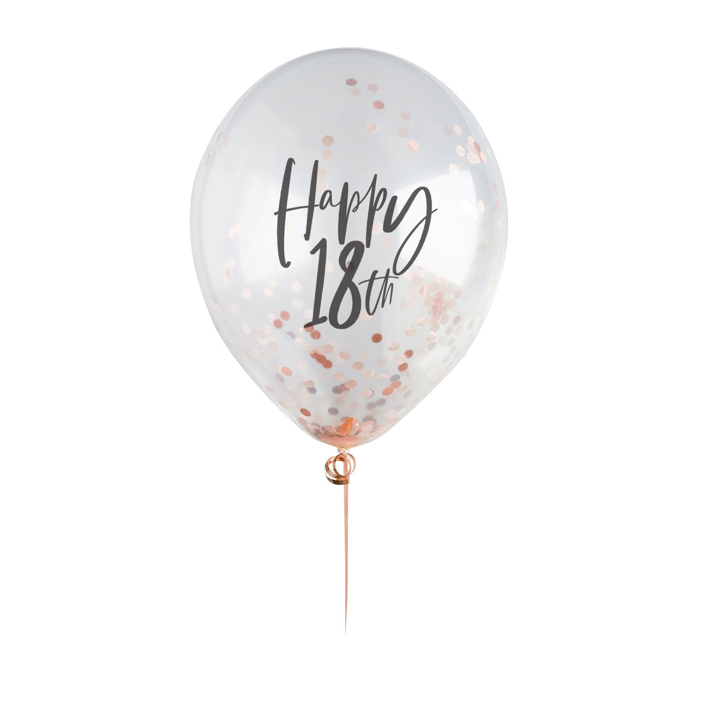 Rose Gold 'Happy 18th' Confetti 12" Latex Balloons - Pack of 5