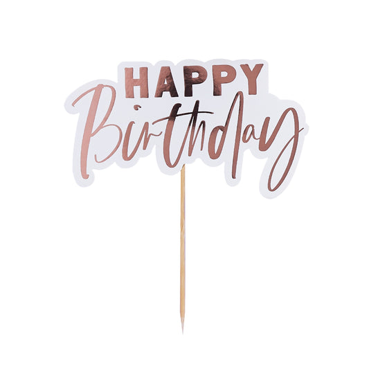 Rose Gold ''Happy Birthday' Card Cake Topper