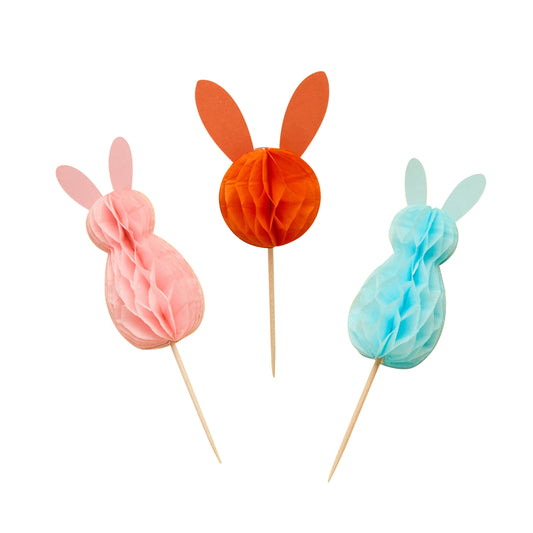 Bunny Honeycomb Food Picks - Pack of 10