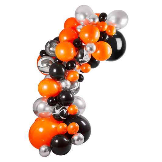 Black, Orange & Silver Balloon Arch Kit - Pack of 64