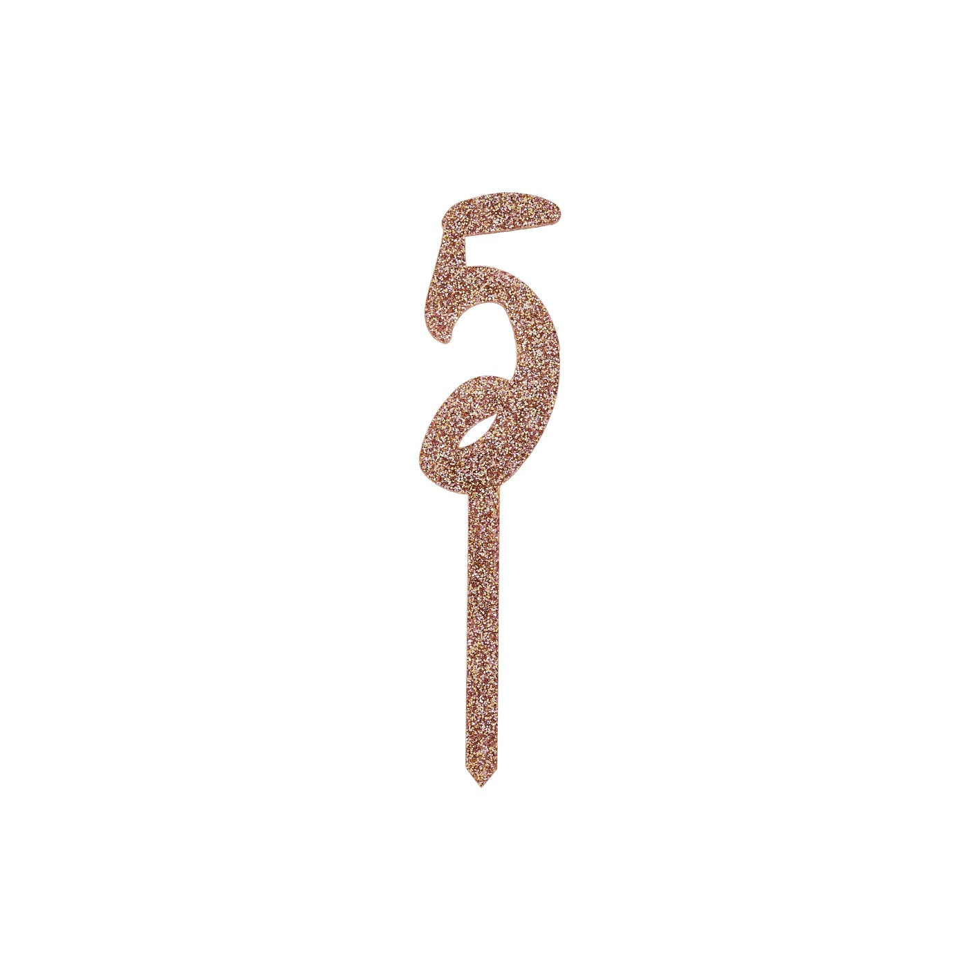 Rose Gold Number '5' Glitter Acrylic Cake Topper