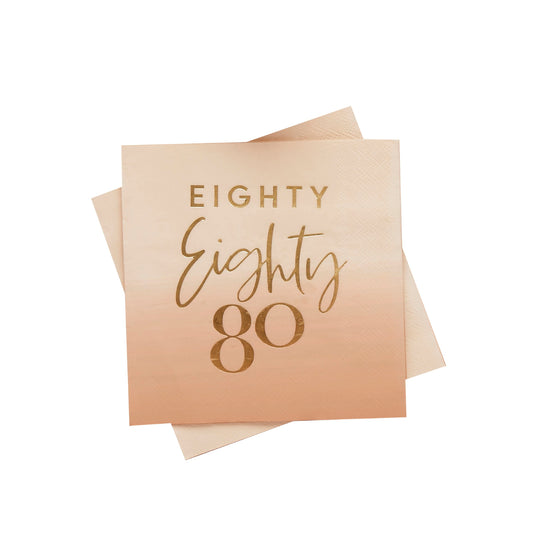 Gold Foiled 'Eighty' Paper Napkins - Pack of 16