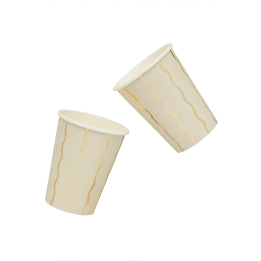 Gold Wavy Paper Cups - Pack of 8