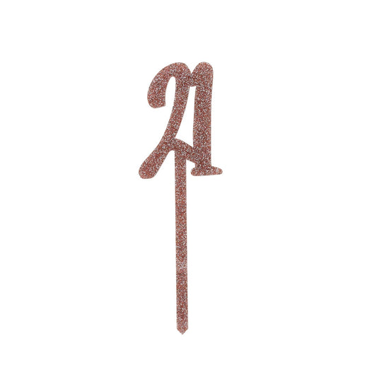 Rose Gold Number '21' Glitter Acrylic Cake Topper