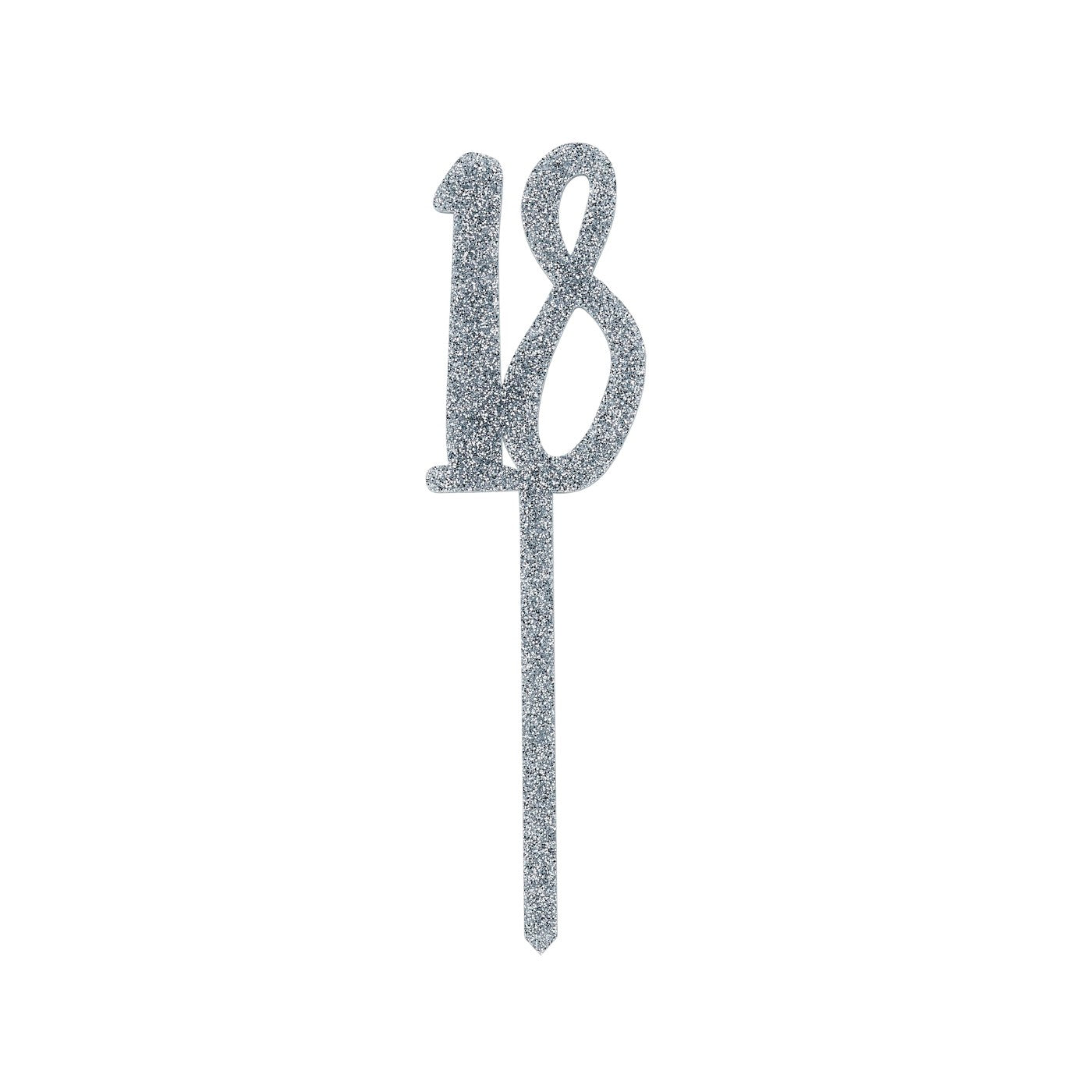 Silver Number '18' Glitter Acrylic Cake Topper