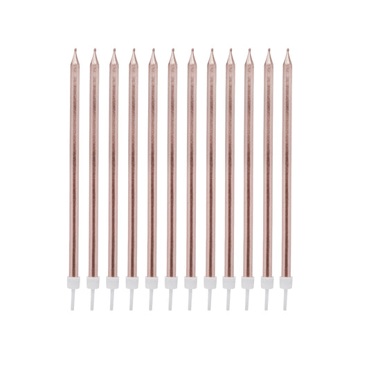 Rose Gold Tall Skinny Candles - Pack of 12