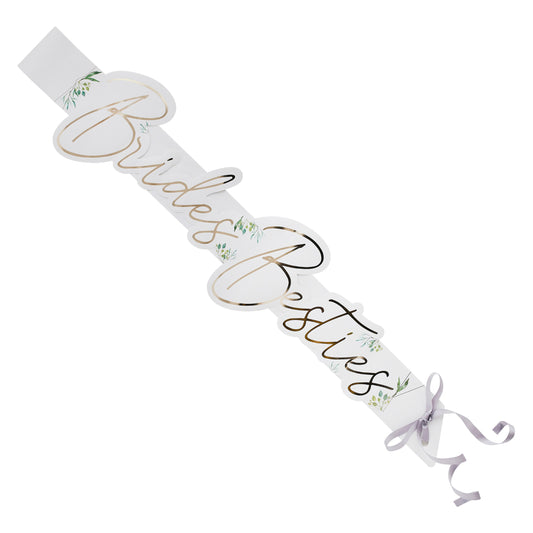 Geometric Greenery 'Brides Besties' Paper Sashes - Pack of 5