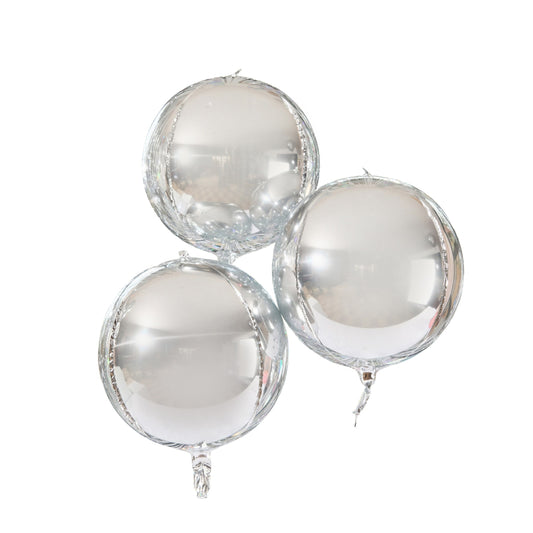 Silver Orb 15" Foil Balloons - Pack of 3