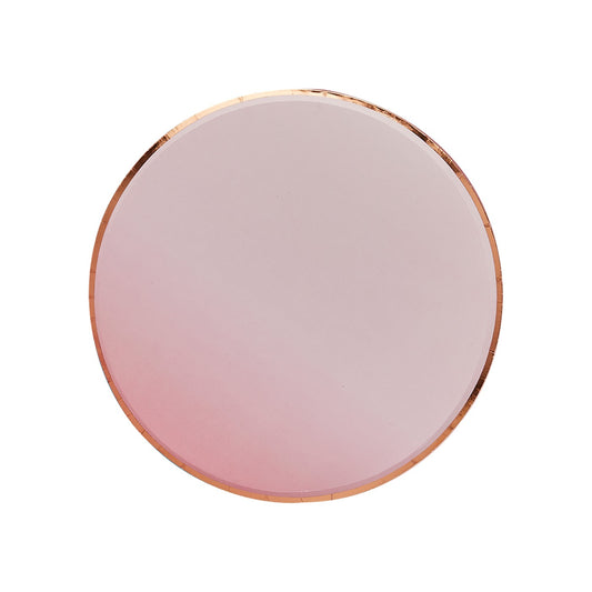 Rose Gold & Pink Ombre Paper Plates - Pack of 8