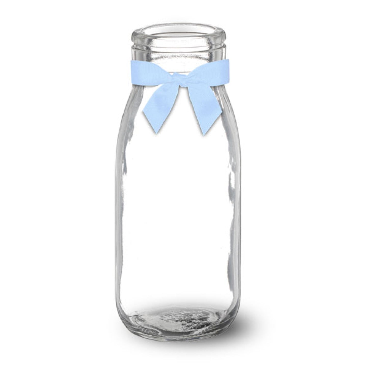 Glass Drinking Bottle with Blue Bow