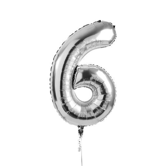 Silver Number '6' Foil 34" Balloon