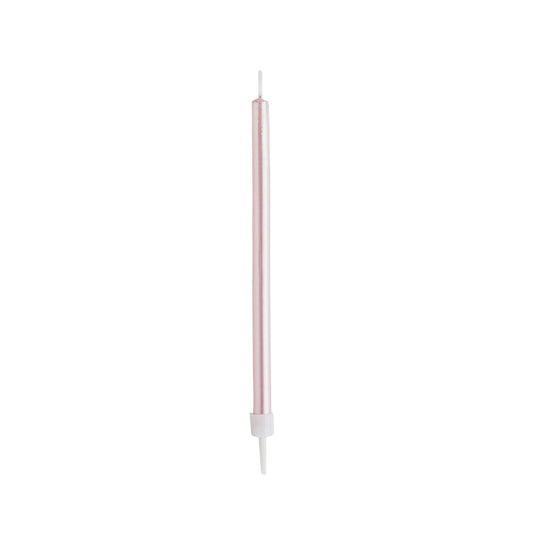 Pink Skinny Candles & Holders 12 Pack