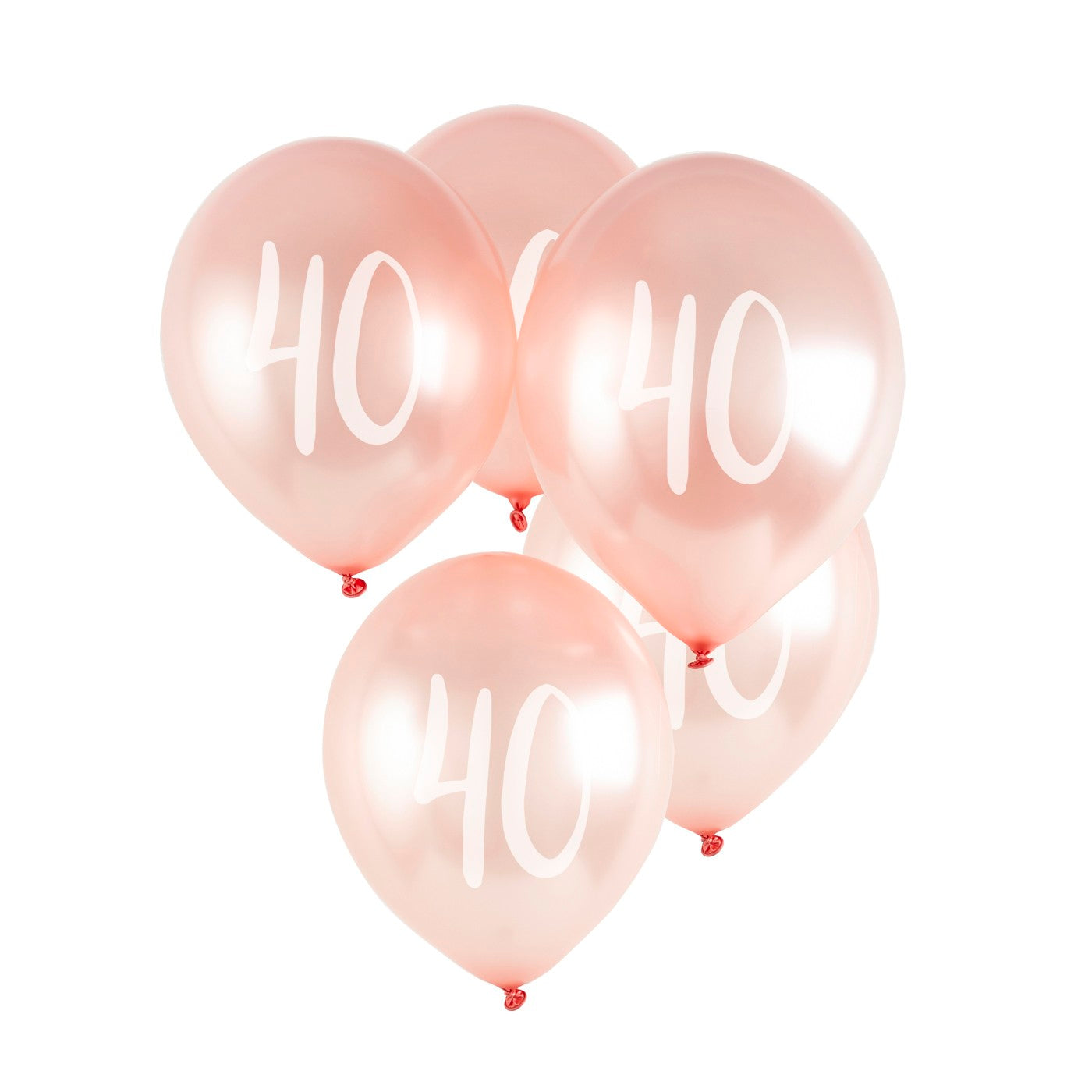 Rose Gold '40' Latex 12" Balloons 5 Pack