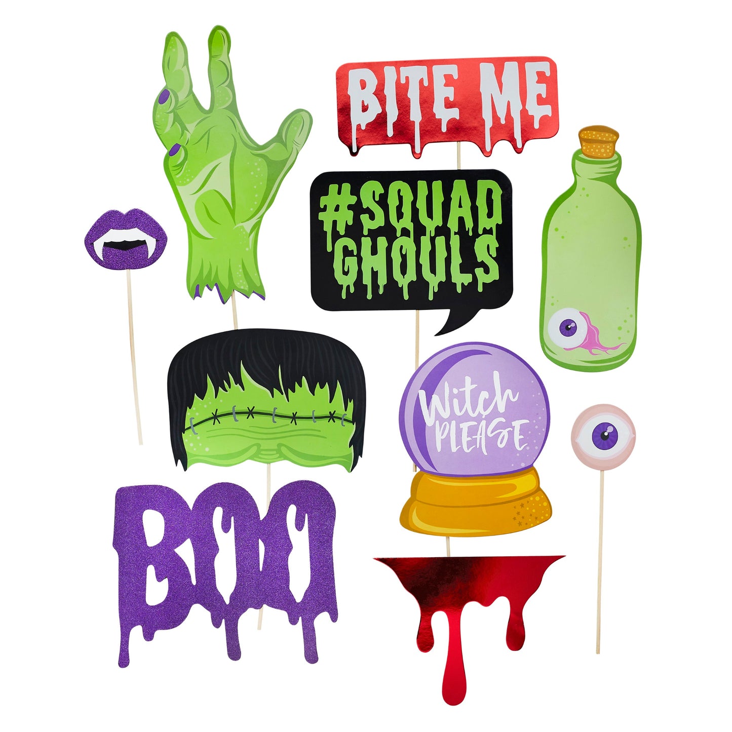 Halloween Photo Booth Props - Pack of 10