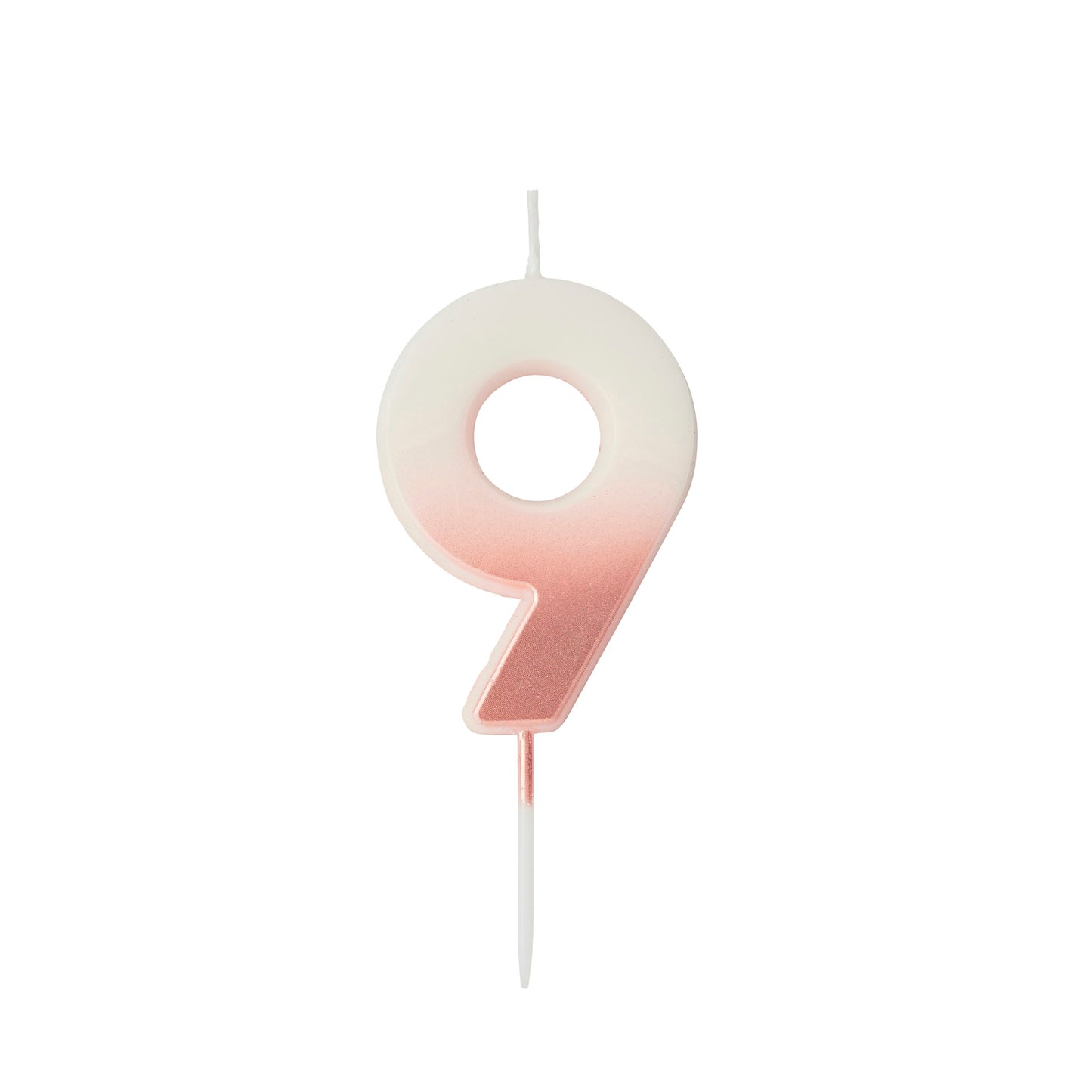 Rose Gold Ombre Number '9' Candle