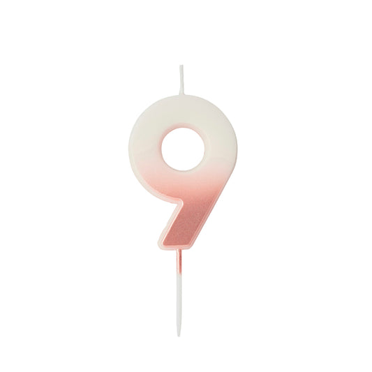 Rose Gold Ombre Number '9' Candle