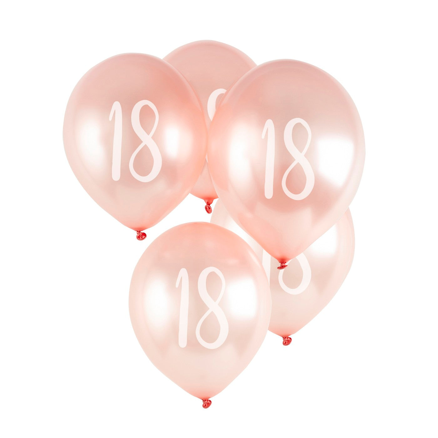 Rose Gold '18' Latex 12" Balloons 5 Pack