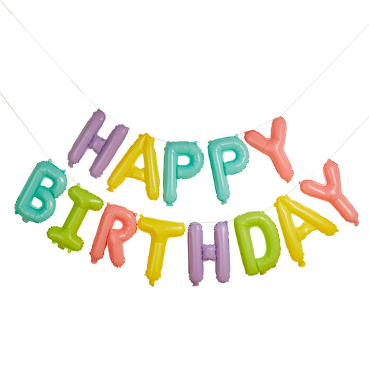 Pastel 'Happy Birthday' 16" Foil Balloon Garland
