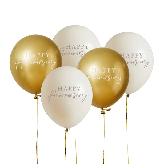 ANNIVERSARY LATEX BALLOONS 30CM 5PK