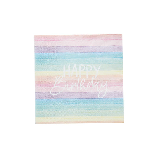 Eco Rainbow 'Happy Birthday' Paper Napkins - Pack of 16