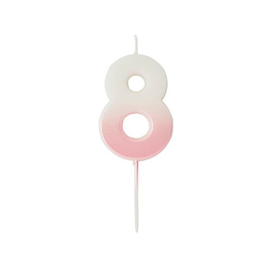 Pink Ombre Number '8' Candle