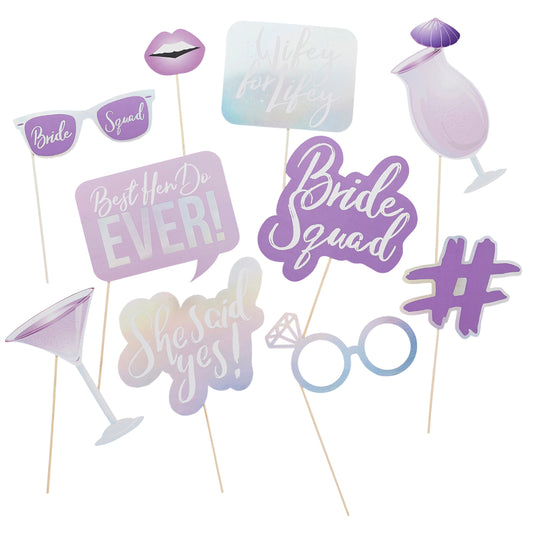 Bride Squad Photo Booth Props - Pack of 10