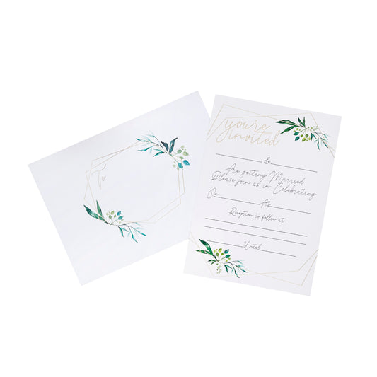 Geometric Greenery Day Invitations & Envelopes - Pack of 25