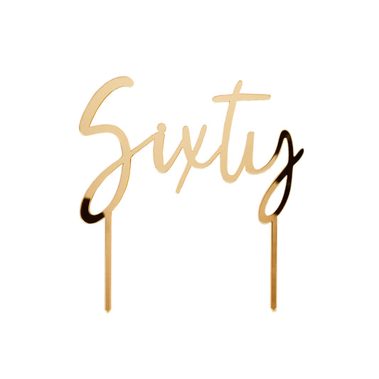 Gold 'Sixty' Acrylic Cake Topper