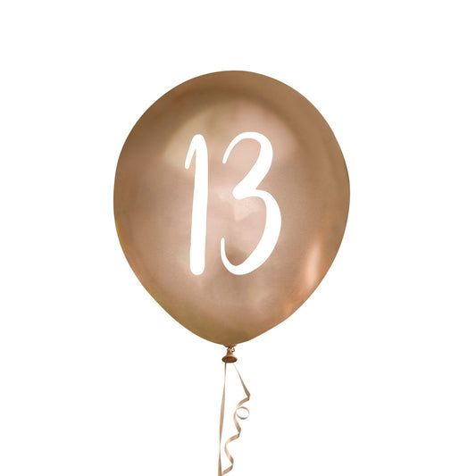 Gold Number '13' Latex 12'' Balloons - Pack of 5