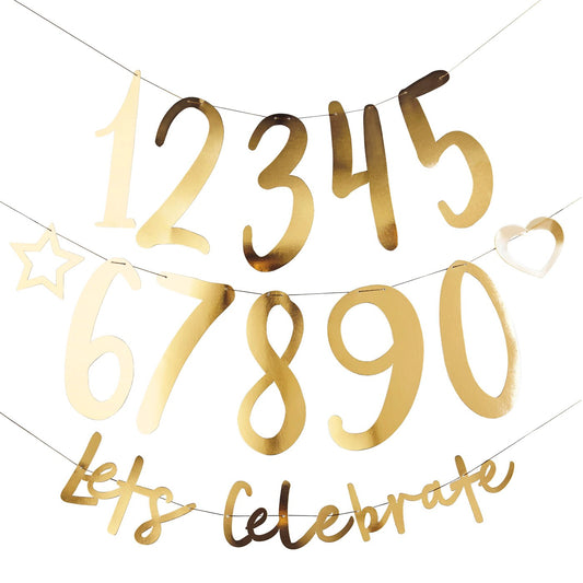 Gold 'Let's Celebrate' Customisable Card Banner x2 2m