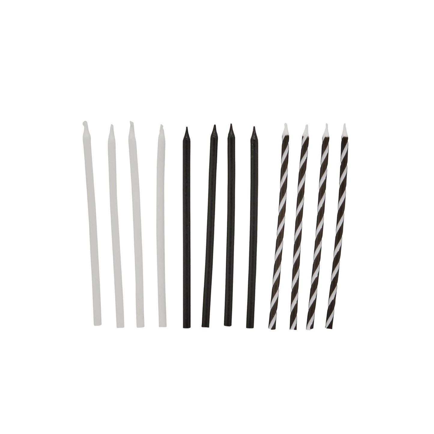 Monochrome Tall Skinny Candles - Pack of 12