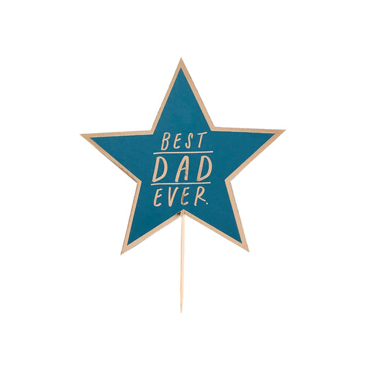 Navy 'Best Dad Ever' Star Card Cake Topper