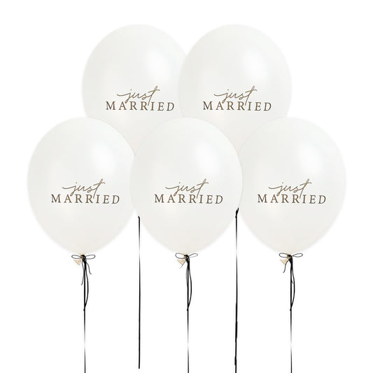 Just Married 12" Latex Balloons - Pack of 5