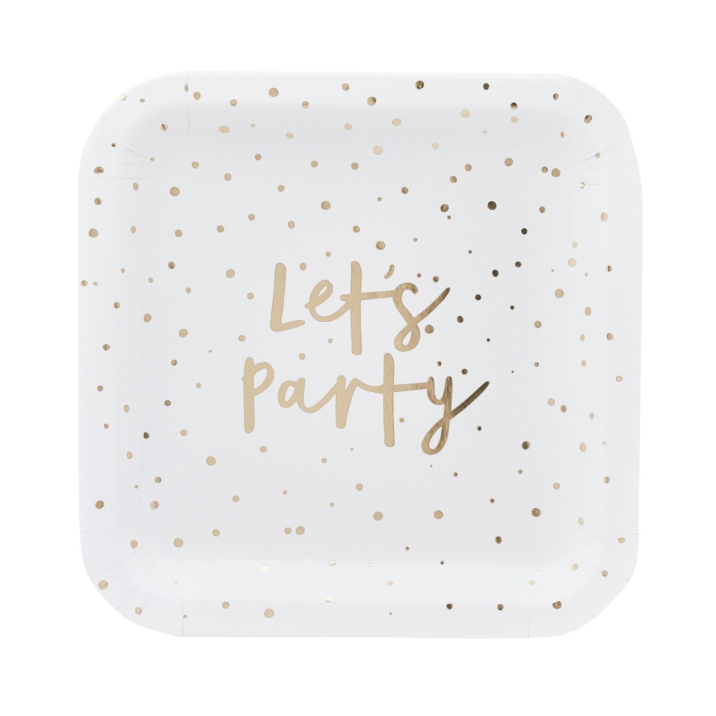 Gold 'Let's Party' Paper Plates - Pack of 8