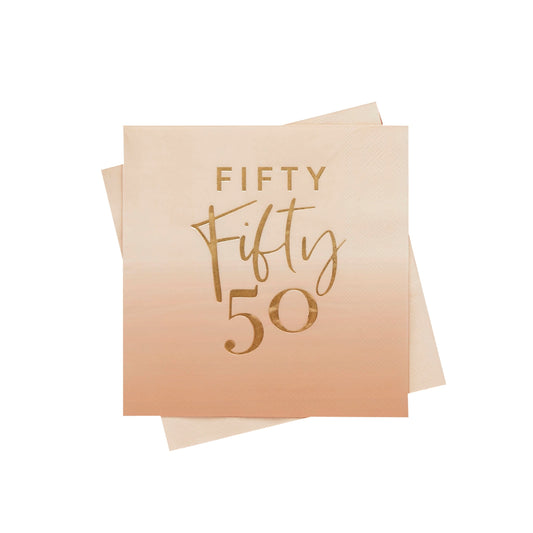 Gold Foiled 'Fifty' Paper Napkins - Pack of 16