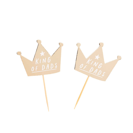 Gold 'King Of Dads' Crown Food Picks - Pack of 12